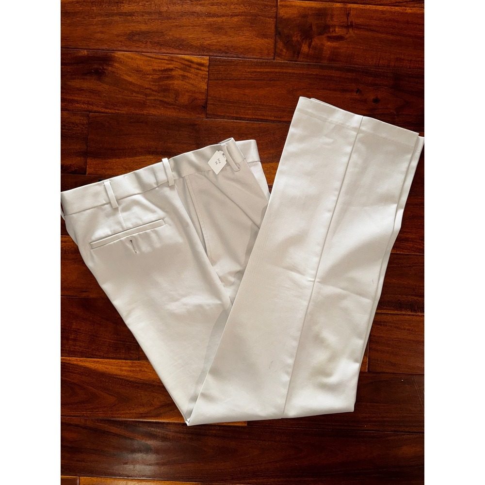Croft & Barrow Mens Dress Pants 34x34 Cream Flat Front Classic Trousers